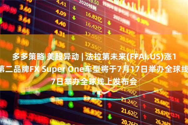 多多策略 美股异动 | 法拉第未来(FFAI.US)涨12% 旗下第二品牌FX Super One车型将于7月17日举办全球线上发布会
